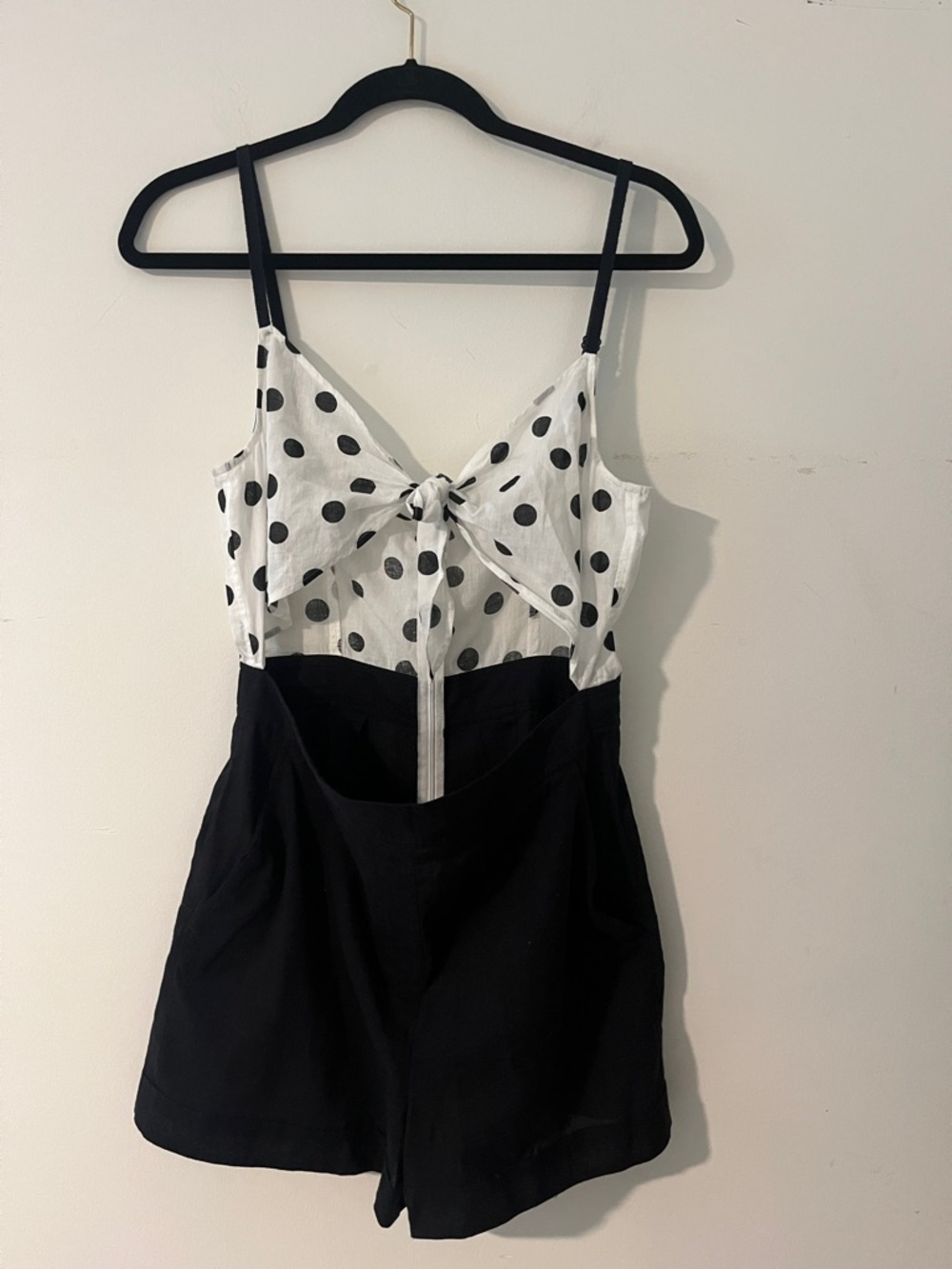 LOFT BEACH cotton Black & White Polka Dot Tie-Front Romper swim cover up size 4